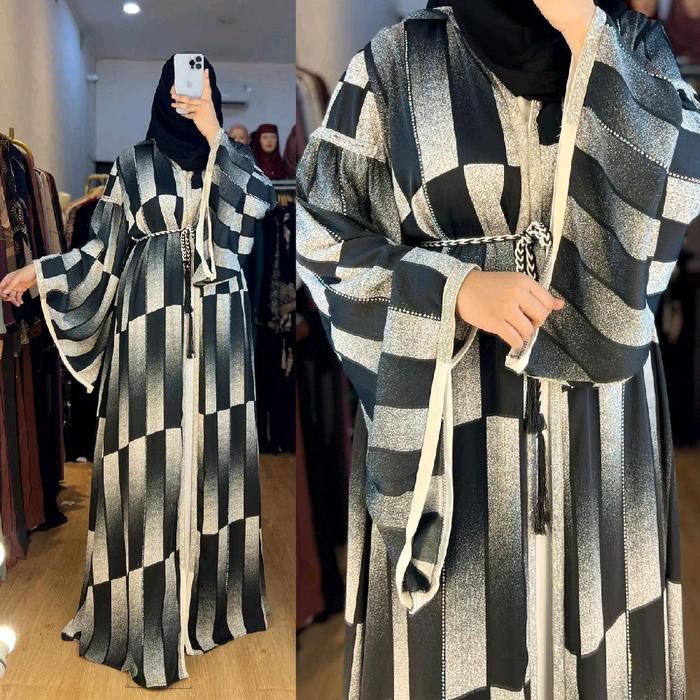 Abaya hudi Original Mesir Motif leopard