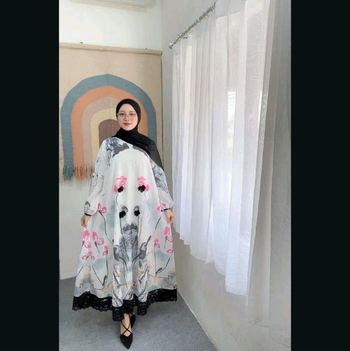 New gamis motif renda bawah