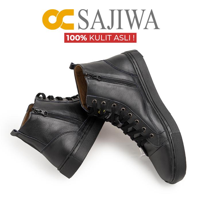 Sepatu Sneaker Pria Kulit Asli Brush Off Odon Cibaduyut OC Sajiwa Pantofel Casual Hitam Coklat