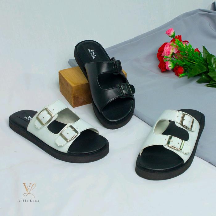 ZARA ~ Villa Luna ~ Sandal Wanita Platform Sandal Kulit wedges Dalam Ruangan Karet