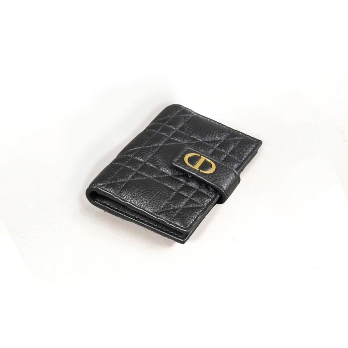Dompet CHRISTIAN DIOR CARO DANDELION GHW BLACK CALFSKIN FLAP CARD WALLET 100% ORIGINAL