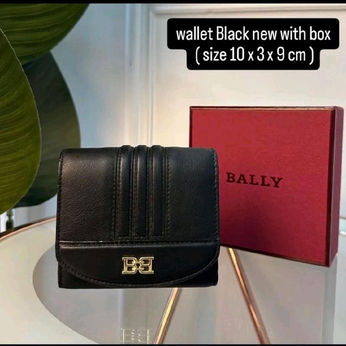 Bally Dompet Wanita Hitam Baru dengan Box Asli Ukuran 10 x 3 x 9 cm Original Bally Wallet