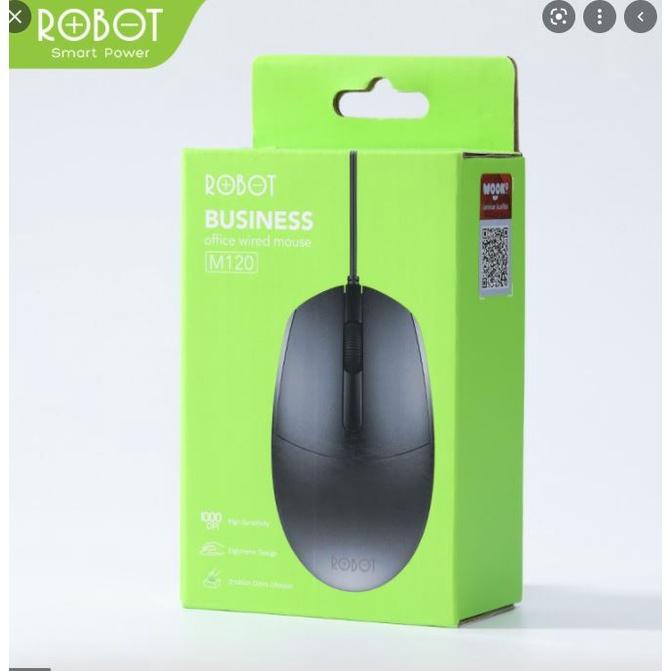 Mouse Robot M120 Wired Optical 1000DPI Hitam - Mouse Kantor Ergonomis