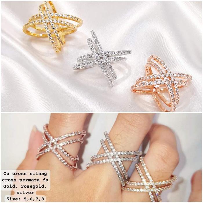Lumine - Cincin Wanita Silang Cross Permata DX-CCR-181