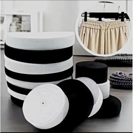 Tali Koloran Tali Elastis Karet Melar Hitam Dan Putih Tebal 1,8cm , 2cm, 2,5cm,3cm, 3,8cm 1 Roll 20 