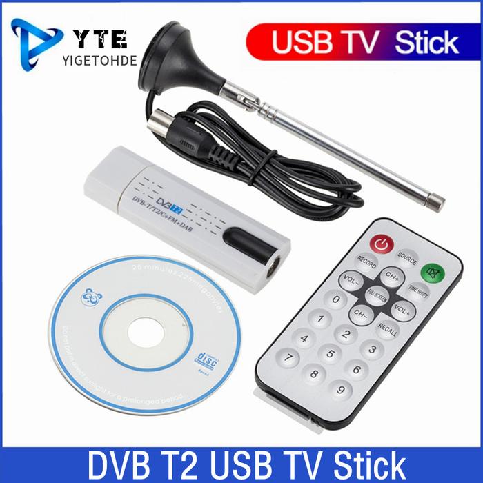 Digital Satellite DVB T2 USB 2.0 TV Stick Tuner With Antenna Remote
