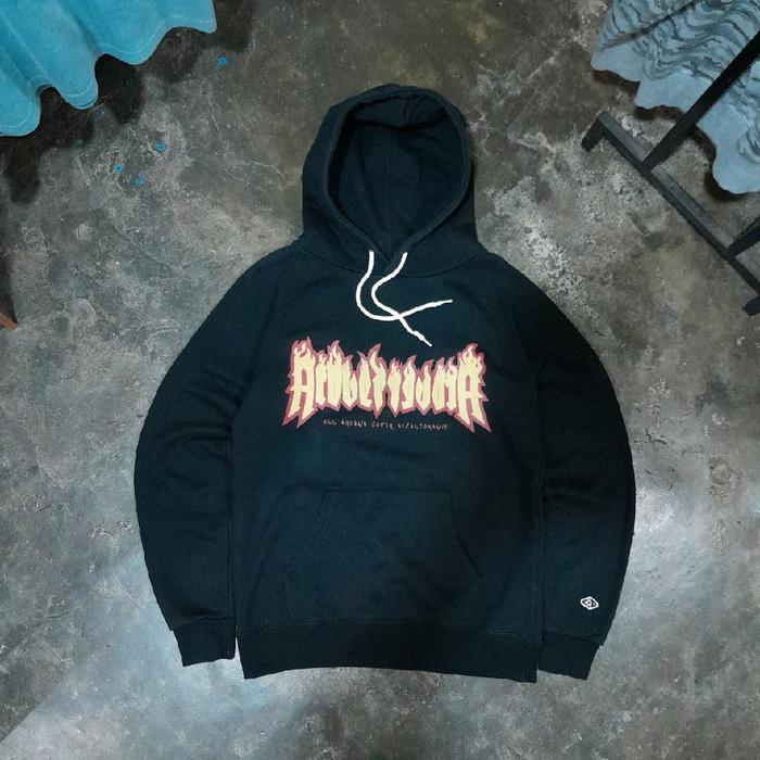 ACOVER FLAME LOGO HOODIE BLACK