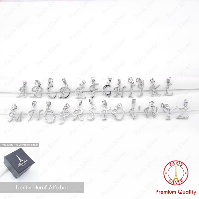 Liontin Huruf Nama Inisial Perak Asli 925 Silver Lapis Emas Putih Alfabet Bandul Kalung Alphabet