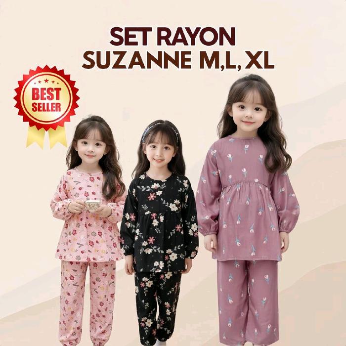 ONE SET ANAK PEREMPUAN BAHAN RAYON PREMIUM ONE SET ANAK SUZANNE
