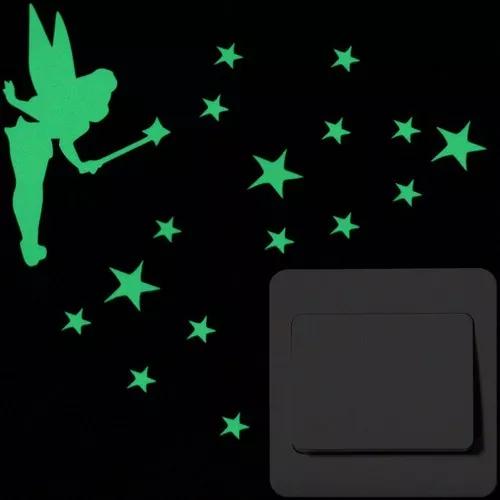 Cartoon Switch Sticker Glow in the Dark Cat Sticker Fluorescent Fairy