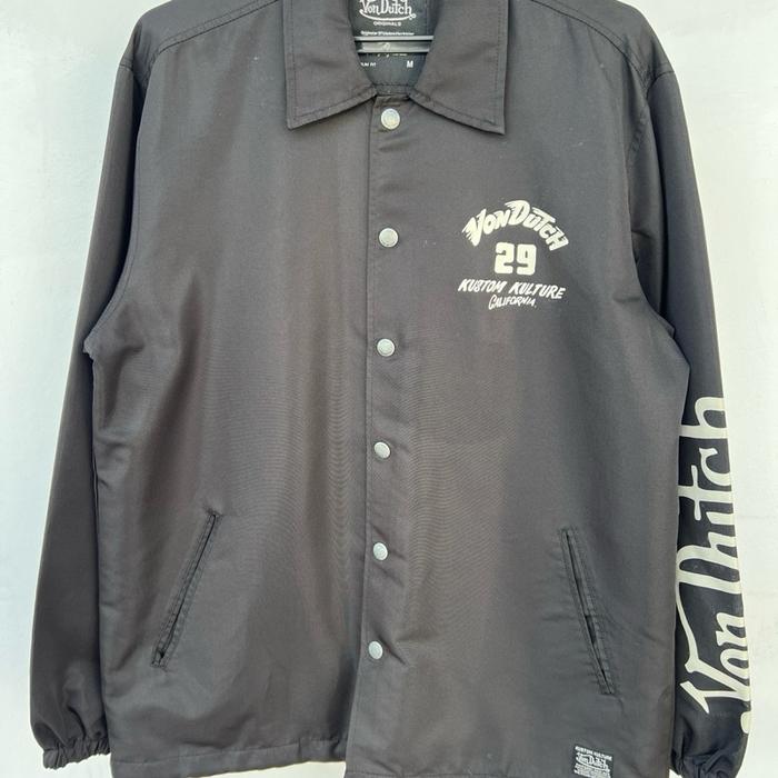Von Dutch Winbreaker Hitam Jaket Pria dengan Desain 29 dan Tulisan Kustom Culture California