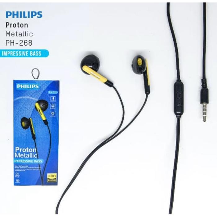 Headset Proton Realme Philips 268 Hf Super Bass Packing Kuning / Biru