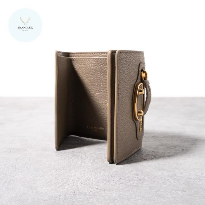 BALENCIAGA MINI WALLET METALIC EDGE GHW GRIS TAUPE
