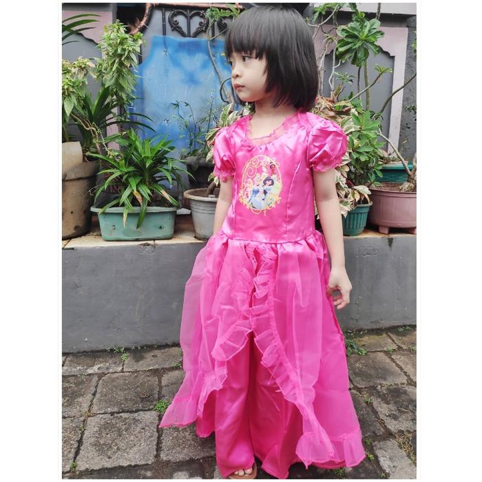 dress princess elsa pink dress frozen pink umur 1-6 tahun gaun anak