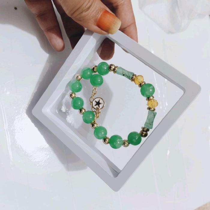 gelang batu giok hijau kristal viral terbaru