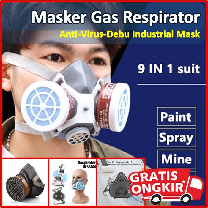 Masker Gas Respirator Anti Dust Chemical Safety Glasses - Laboratorium Tambang Cat Semprot Pestisida