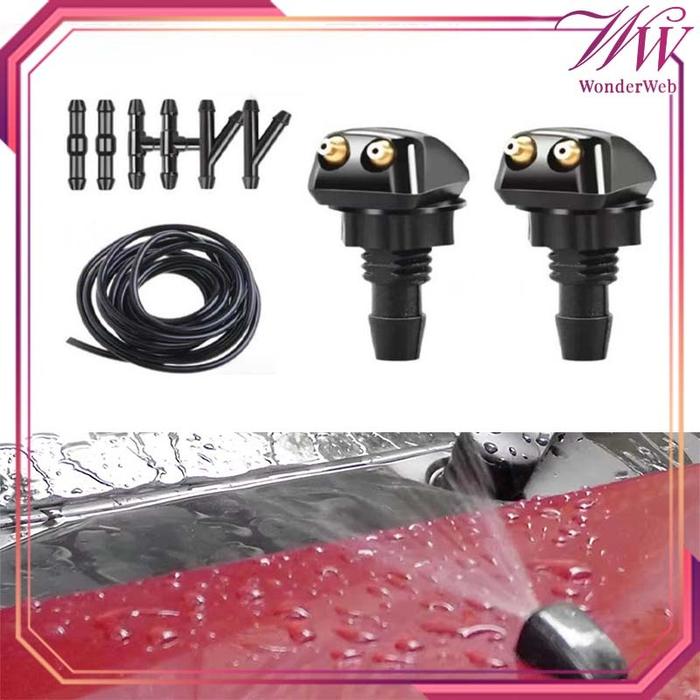 1set Nozzle Wiper Mobil Dengan Selang Wiper Mobil 360° Adjustable Semprotan Wiper Mobil Nozel Wiper