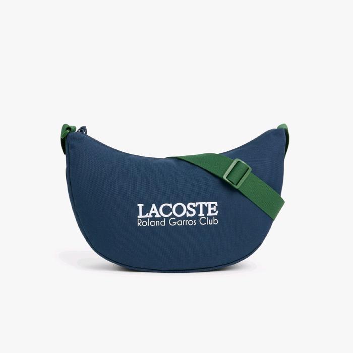Lacoste Unisex Medium Roland-Garros Half Moon Purse Tas Selempang & Bahu Pria / Wanita - Blue