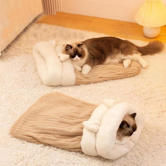 Cat Snuggle Sack Warm Cat Bed For Winter Comfortable Soft Plush Large Cat Sack For Cats And Small Pe