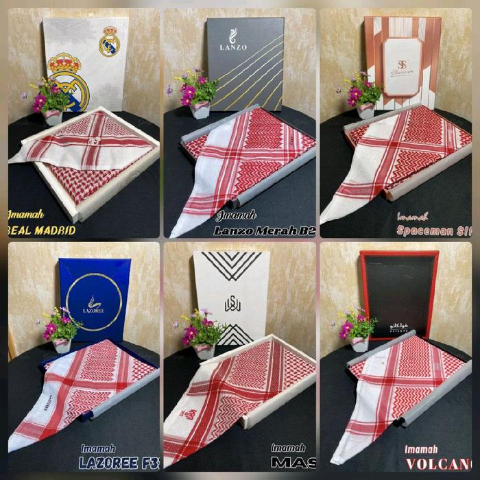 Sorban Imamah Merah Premium Bagus Pria Dewasa Lelaki Laki Original Arab Saudi Bermerk Berkualitas Ek