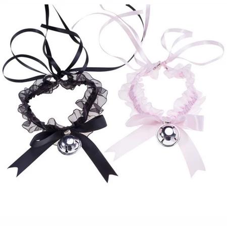 Kalung Choker Bell Lonceng Besar Pita Renda Lace Nekomimi Kucing Cat Chocker