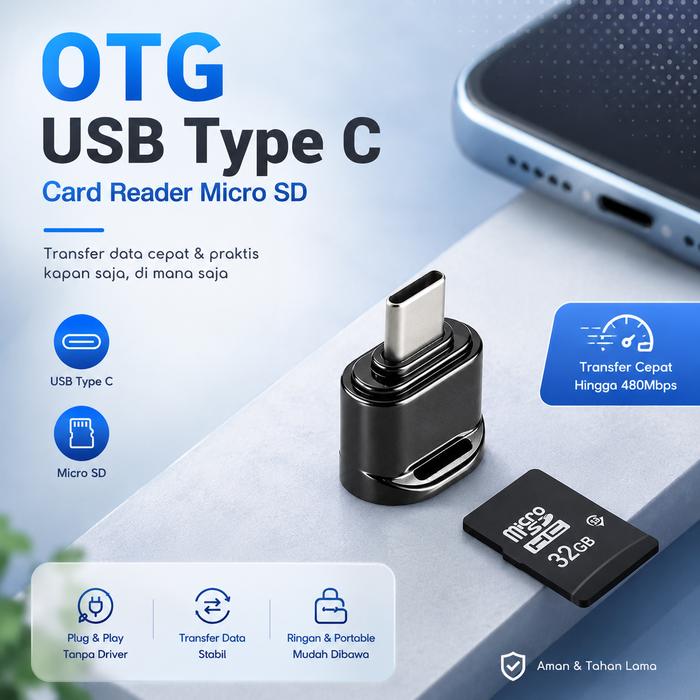 Mutiaramall - Card Reader OTG | USB Type C Reader | Adapter MicroSD