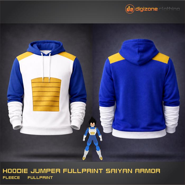 Jaket Fullprint Hoodie Anime Dragon Ball Z Saiyan Armor Cosplay