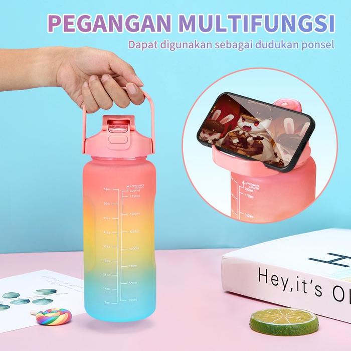 GM Bear Tumbler 3in1 Gradasi P0552 - Botol Minum Set 2 Liter Portable Travel Botol Motivasi BPA Free