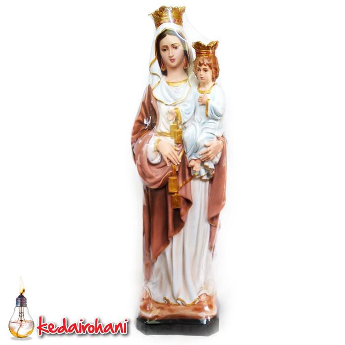 Patung Bunda Maria dan Kanak Yesus Skapulir Karmel 85 cm Arca Rohani Fiberglass