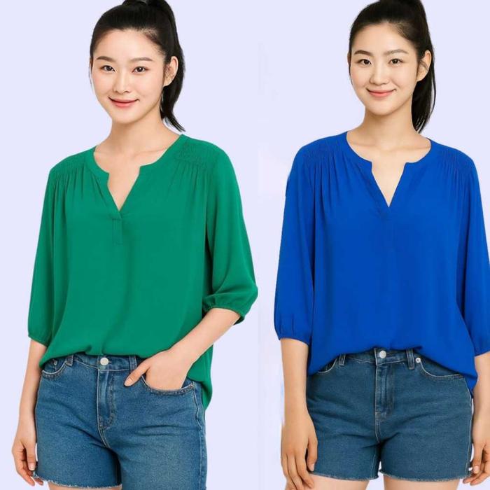 PL ONE SMOCKED BLOUSE Baju Atasan Wanita