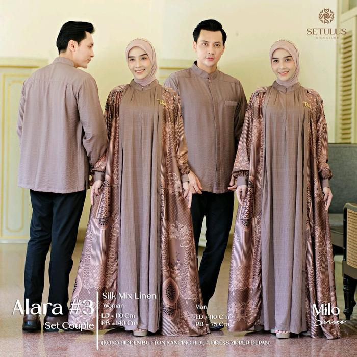 ALARA SET COUPLE#3 BY TULUS_silk mix linen, all size (lihat gambar),4 varian, dress zipper depan, ku