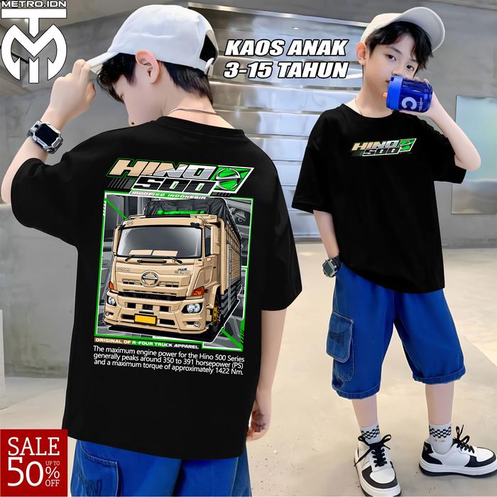 Kaos ANAK Truck Hino Baju Truk Hino 500 RFR051 Lengan Pendek
