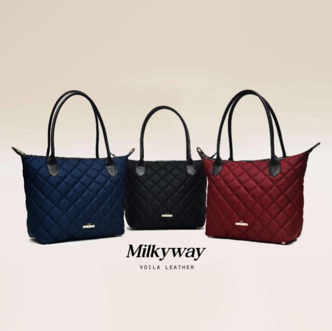 VOILA LEATHER Tas Tote Tas Selempang Tas Kerja Wanita Nylon Mix Kulit Asli Genuine Leather Nylon Tot