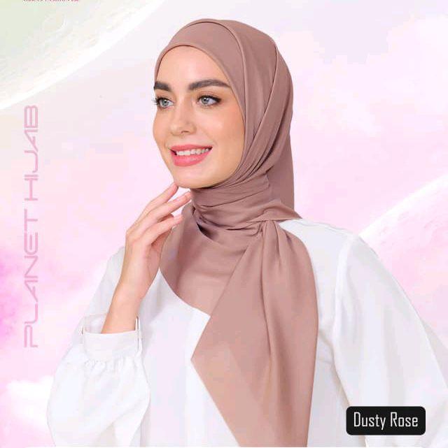 Nibras Hijab Hanania Square Dusty Rose Pink Salem Pastel Polos Basic Standard Plain Jilbab Kerudung 