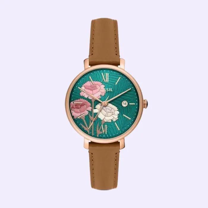 Fossil Jacqueline Date Medium Brown LiteHideJam Wanita ES5274 Jam Tangan Wanita dengan Tali Kulit da