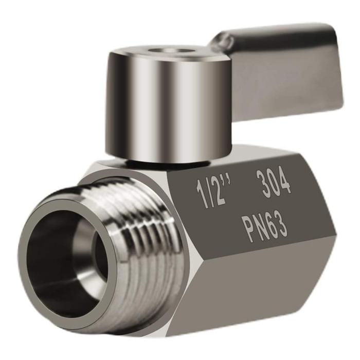 304 Stainless Steel Mini Ball Valve(1/2 Inch Female x Male) NPT