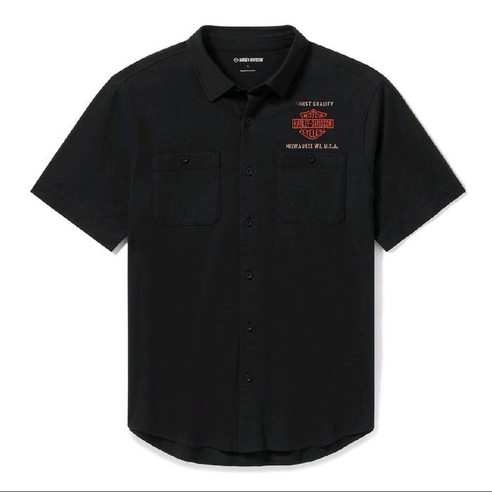 KEMEJA HARLEY-DAVIDSON MEN'S PARTS & SERVICE JERSEY BUTTON UP SHIRT | BAJU KEMEJA PRIA | ATASAN PRIA