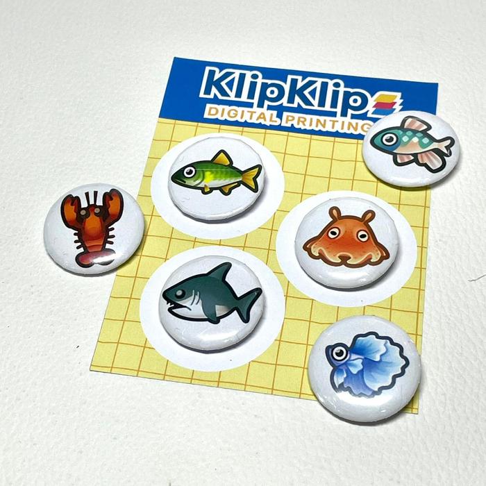 Pin Peniti Bros Animal Crossing Fish Game Ikan Lucu Set Isi 3 pcs Diameter 2,5 cm - KK - K3D
