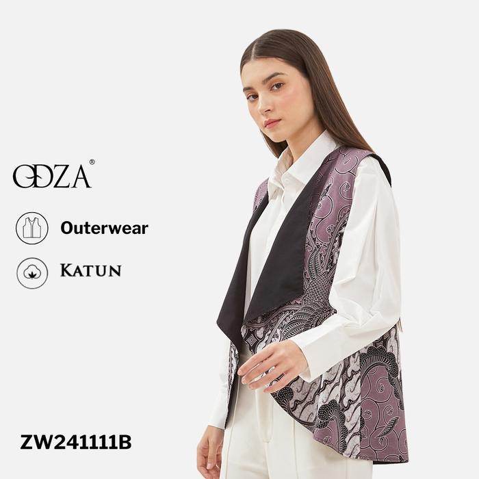Odza Baju Luaran Atasan Rompi Batik Outer Wanita Bolak Balik All Size Adiraga Biru Hijau