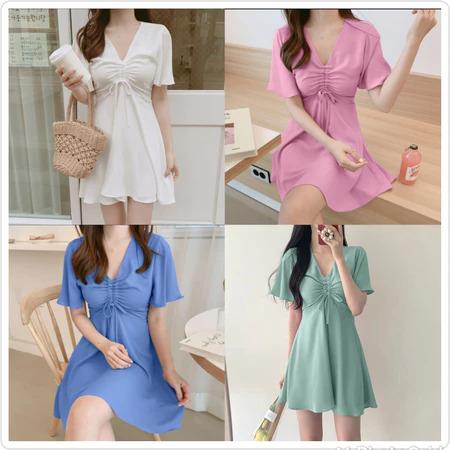 COD DRESS LOPPY V NECK CASUAL SANTAI BAHAN RAYON TWILL