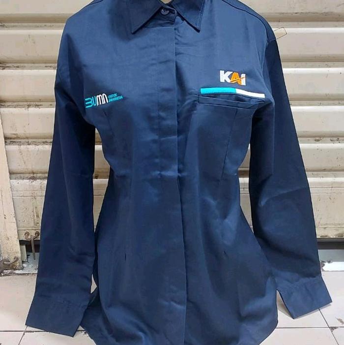 Kemeja Wanita KAI Kemeja Bumn KAI Model Slimpit Wanita Bordir Komputer Bisa Request Logo