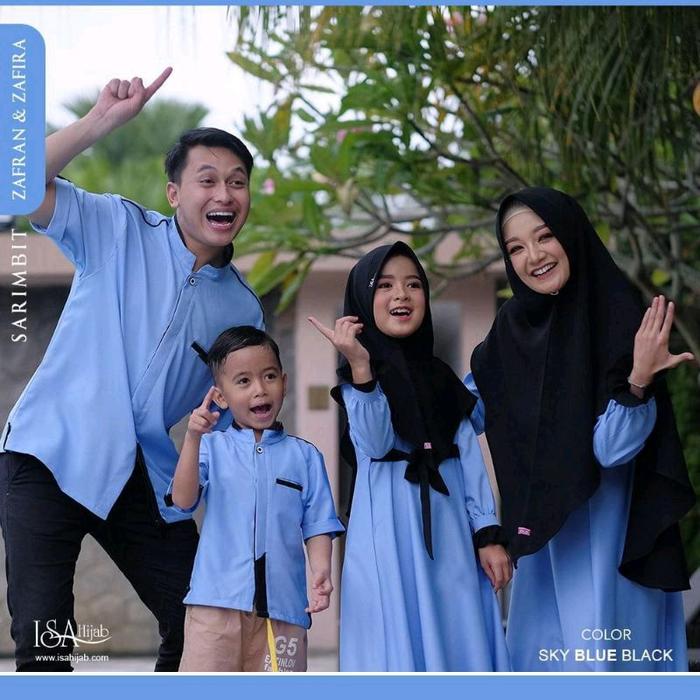 (Sky Blue Black) Sarimbit Zafran & Zafira by Isa hijab