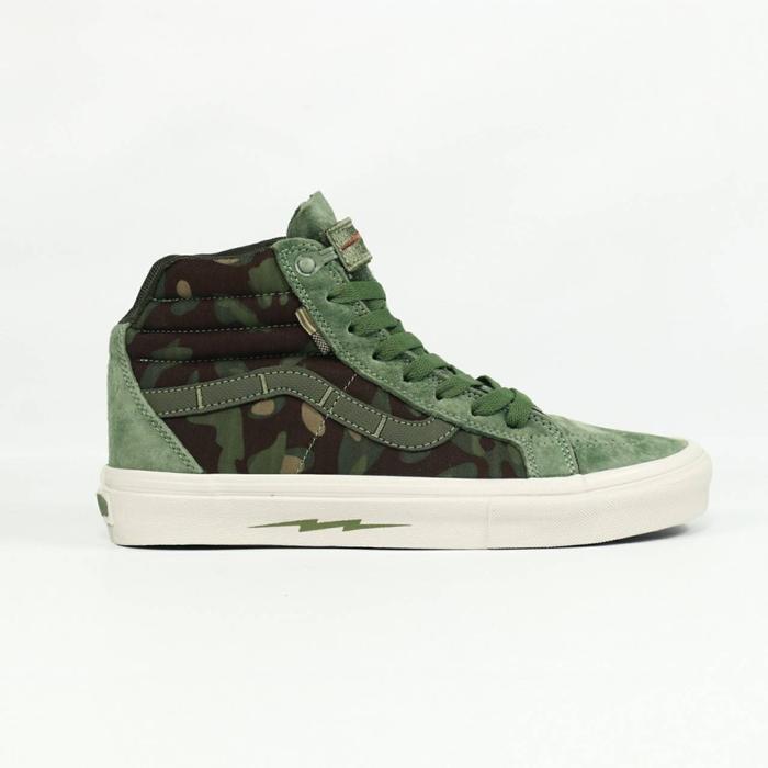 Sepatu Sneakers Olahraga Santai Unisex Sk8 High Notchback Defcon Multicam Jungle Green Camo Skena Sh