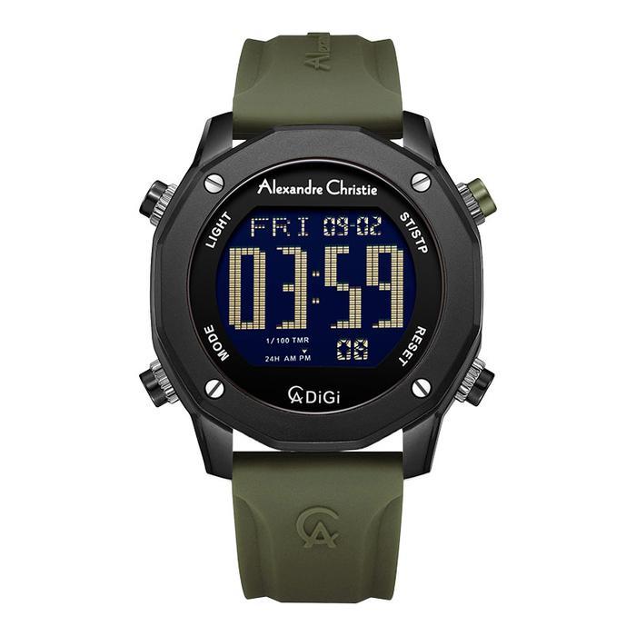 Jam Tangan Pria Alexandre Christie Digital AC 9377 MH RIPBAGN dengan Tampilan Digital dan Tali Karet