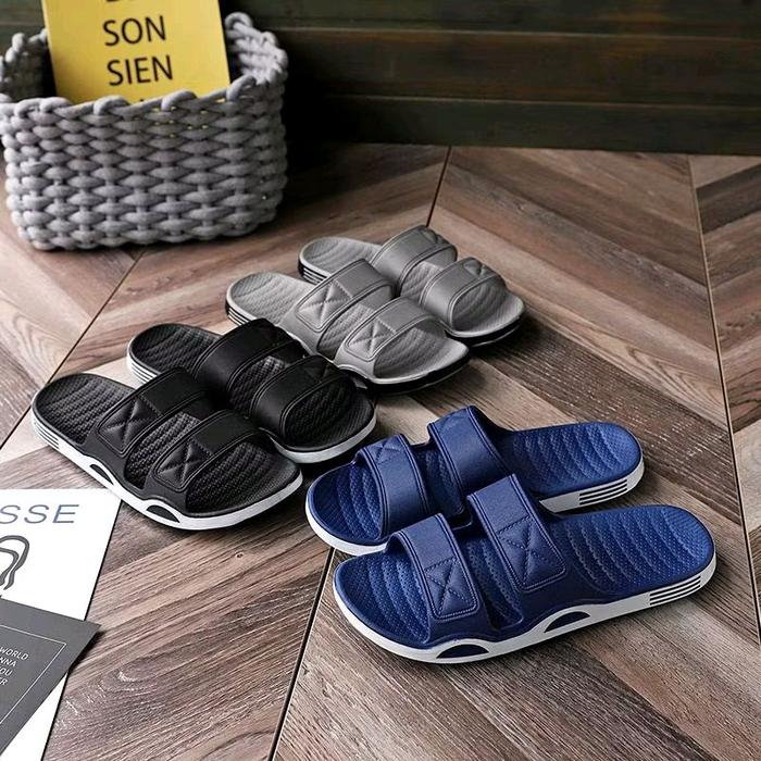 Sandal Selop Ban Dua Karet Jelly Pria Cowok Korea Polos Strap Warna Keren Terbaru 6950