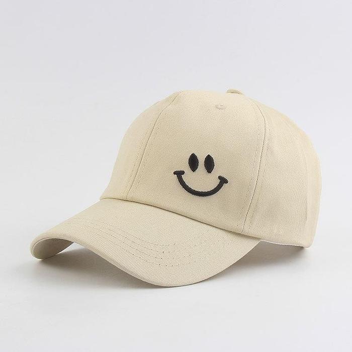 Topi Baseball Distro Smile Bordir Samping Hip Hop Korea Polos Topi Bisbol