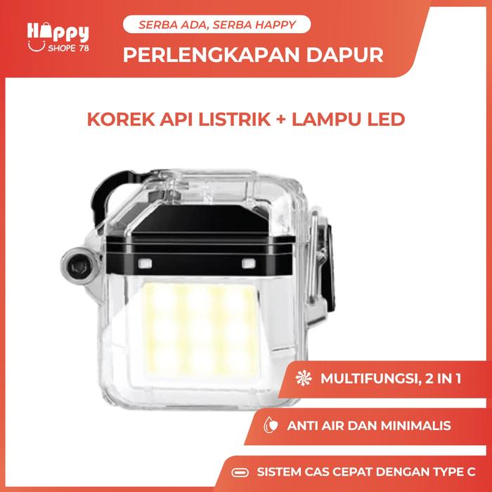 Korek Api Bara Elektrik USB Senter LED Mini Tahan Air Macis Elektrik Outdoor