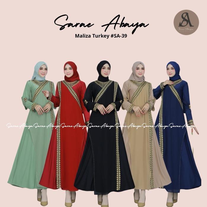 PROMO!! Sarae Abaya Maliza Turkey #SA-39 Bordir Payet Ceruty Model Sari India Cantik Muslim Gamis Tu