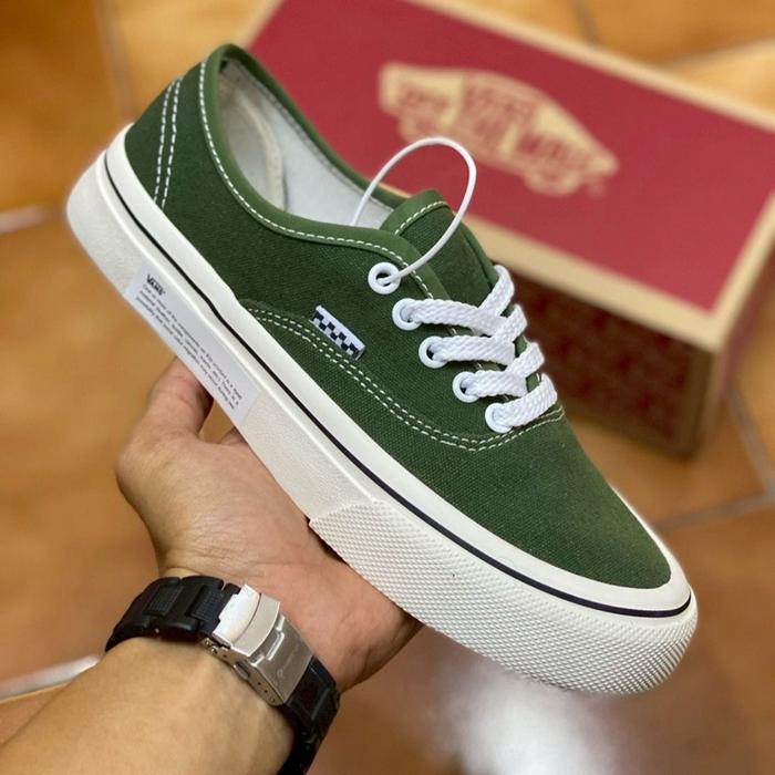 Vans Authentic Hijau Suede Sepatu Sneakers Pria Wanita Kualitas Premium