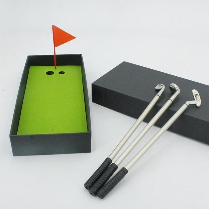 Aluminum Golf Pena Set Logam Pulpen Pajangan Meja Hiasan Dekorasi Meja Kantor Mini Desktop Tempat La